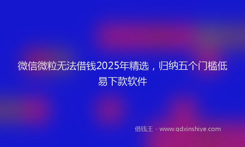 微信微粒无法借钱2025年精选，归纳五个门槛低易下款软件