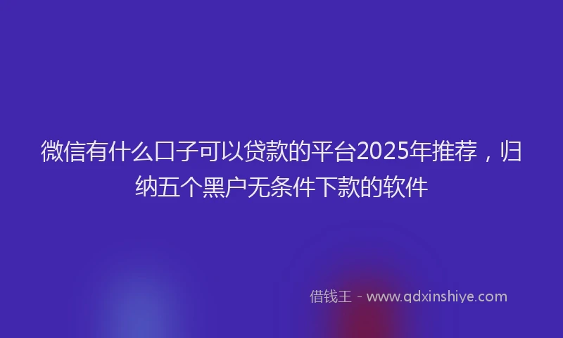 微信有什么口子可以贷款的平台2025年推荐，归纳五个黑户无条件下款的软件