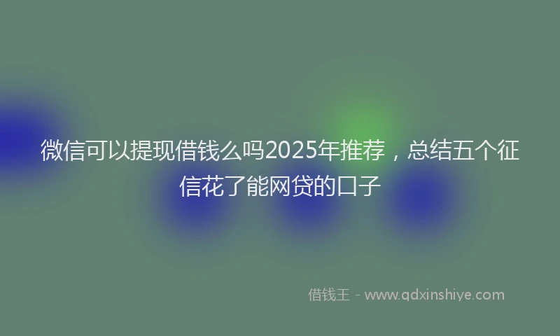 微信可以提现借钱么吗2025年推荐，总结五个征信花了能网贷的口子