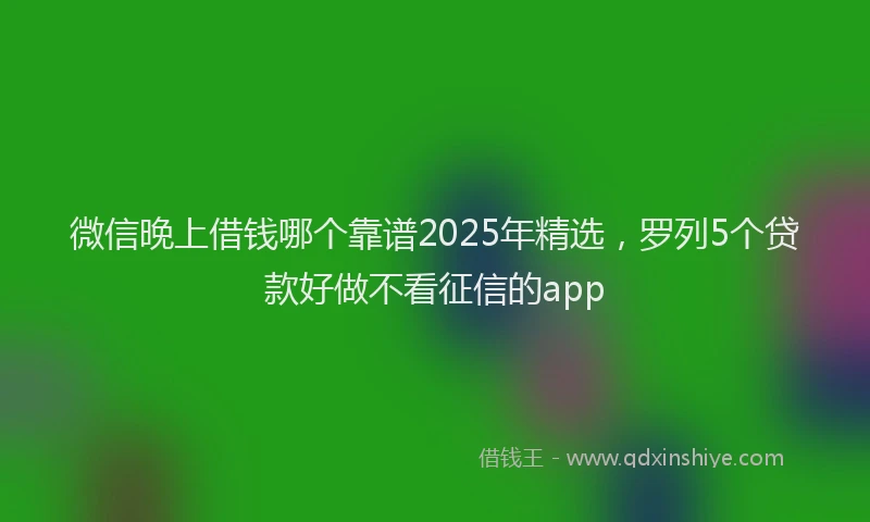 微信晚上借钱哪个靠谱2025年精选，罗列5个贷款好做不看征信的app