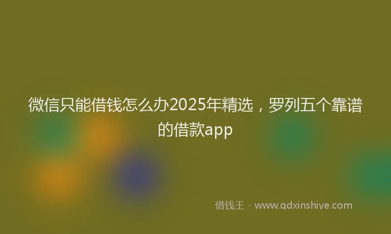 微信只能借钱怎么办2025年精选，罗列五个靠谱的借款app