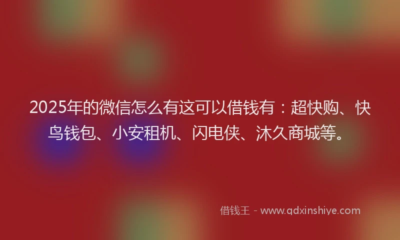 2025年的微信怎么有这可以借钱有：超快购、快鸟钱包、小安租机、闪电侠、沐久商城等。