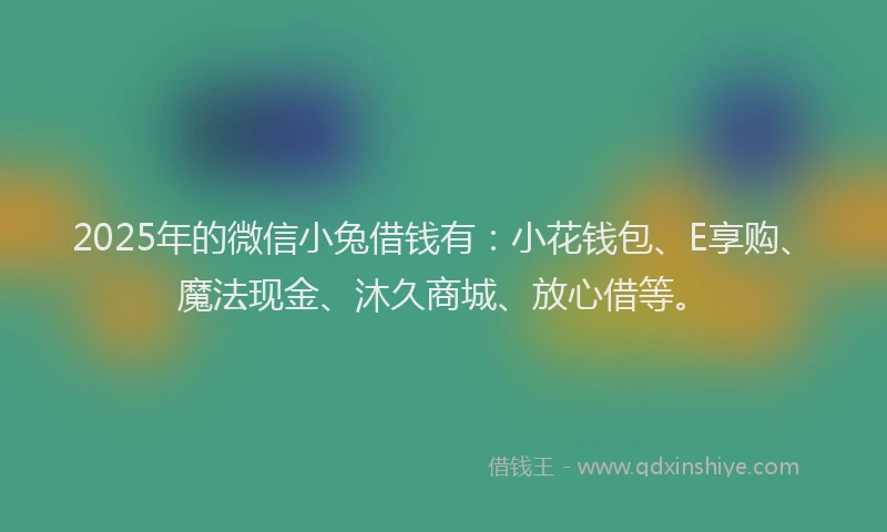 2025年的微信小兔借钱有：小花钱包、E享购、魔法现金、沐久商城、放心借等。