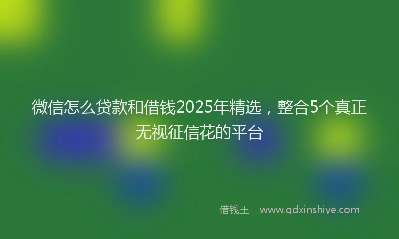 微信怎么贷款和借钱2025年精选，整合5个真正无视征信花的平台