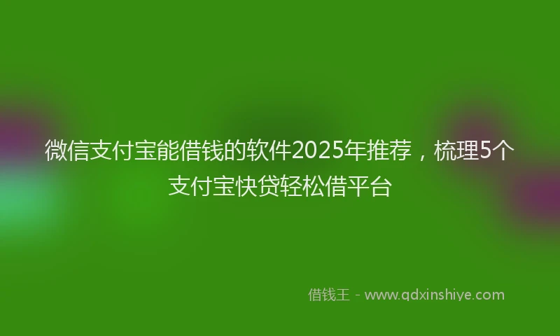 微信支付宝能借钱的软件2025年推荐，梳理5个支付宝快贷轻松借平台