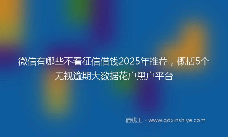 微信有哪些不看征信借钱2025年推荐，概括5个无视逾期大数据花户黑户平台