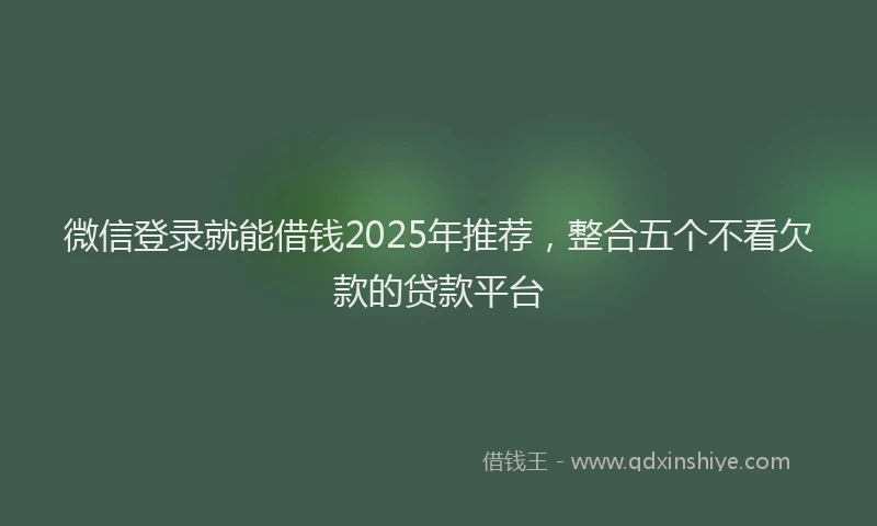 微信登录就能借钱2025年推荐，整合五个不看欠款的贷款平台