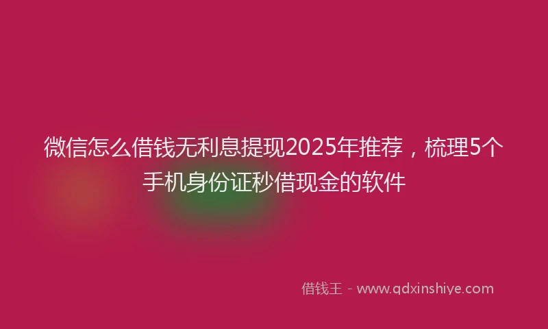 微信怎么借钱无利息提现2025年推荐，梳理5个手机身份证秒借现金的软件