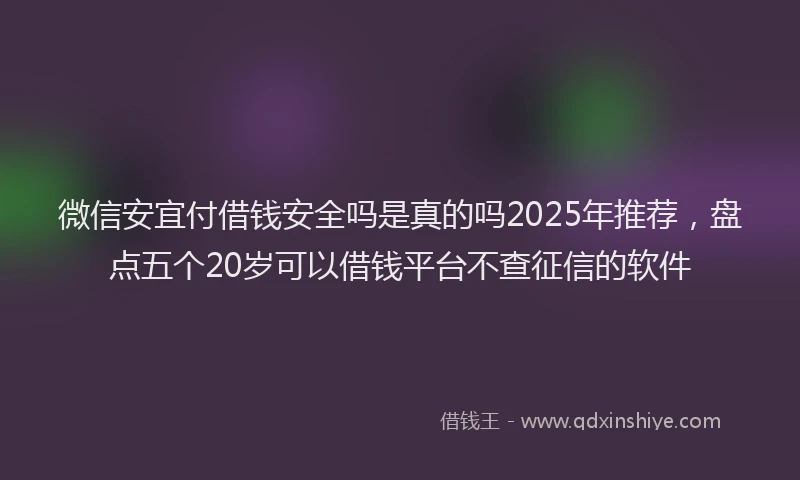 微信安宜付借钱安全吗是真的吗2025年推荐，盘点五个20岁可以借钱平台不查征信的软件