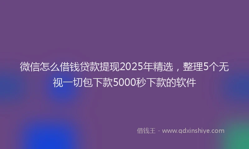 微信怎么借钱贷款提现2025年精选，整理5个无视一切包下款5000秒下款的软件