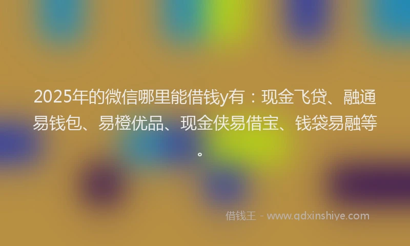 2025年的微信哪里能借钱y有：现金飞贷、融通易钱包、易橙优品、现金侠易借宝、钱袋易融等。