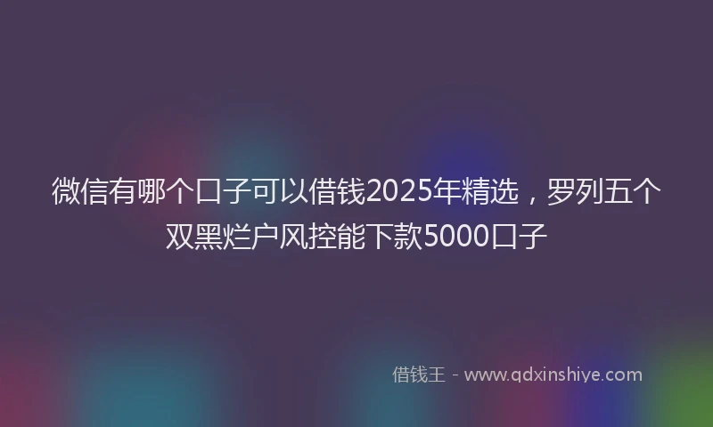 微信有哪个口子可以借钱2025年精选，罗列五个双黑烂户风控能下款5000口子