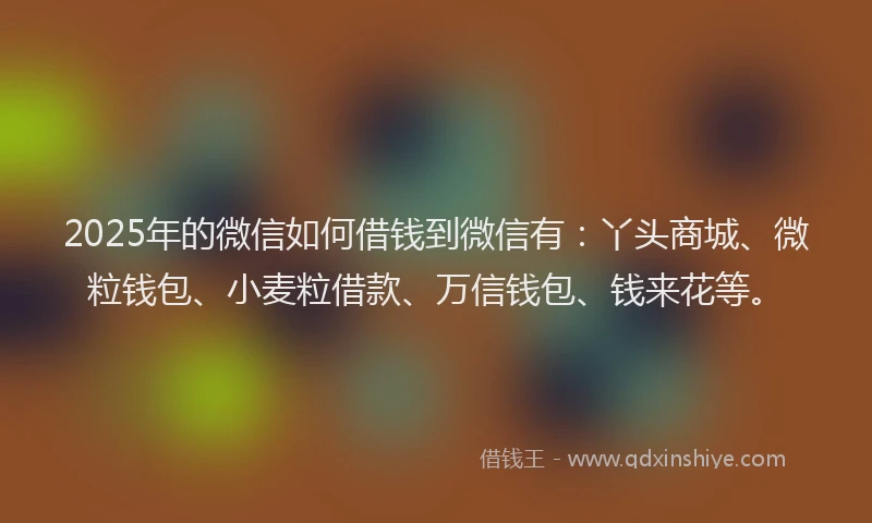 2025年的微信如何借钱到微信有：丫头商城、微粒钱包、小麦粒借款、万信钱包、钱来花等。
