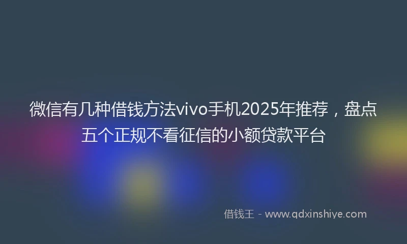 微信有几种借钱方法vivo手机2025年推荐，盘点五个正规不看征信的小额贷款平台