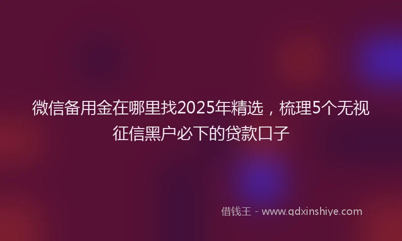 微信备用金在哪里找2025年精选，梳理5个无视征信黑户必下的贷款口子