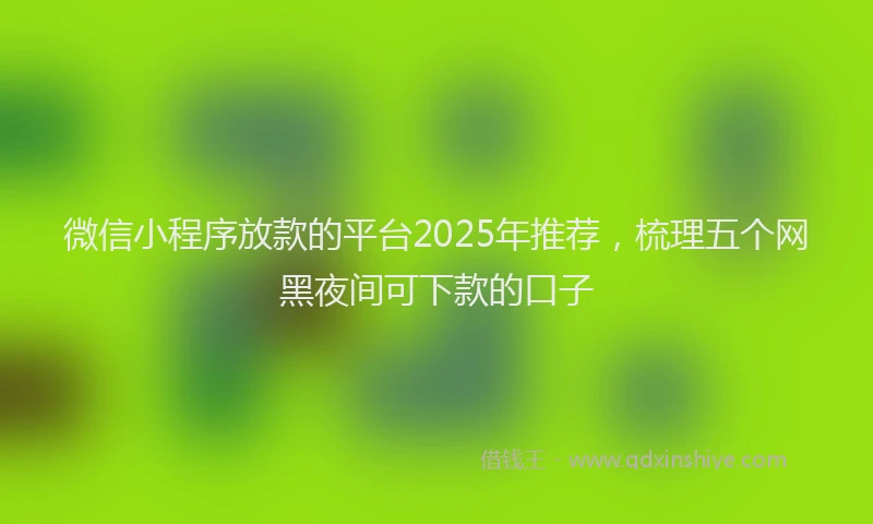 微信小程序放款的平台2025年推荐，梳理五个网黑夜间可下款的口子