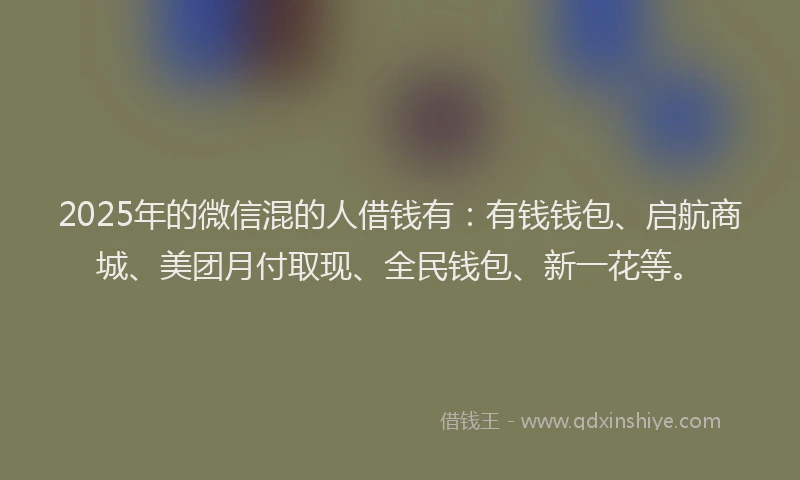 2025年的微信混的人借钱有：有钱钱包、启航商城、美团月付取现、全民钱包、新一花等。