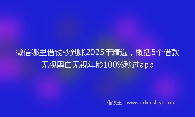 微信哪里借钱秒到账2025年精选，概括5个借款无视黑白无视年龄100%秒过app