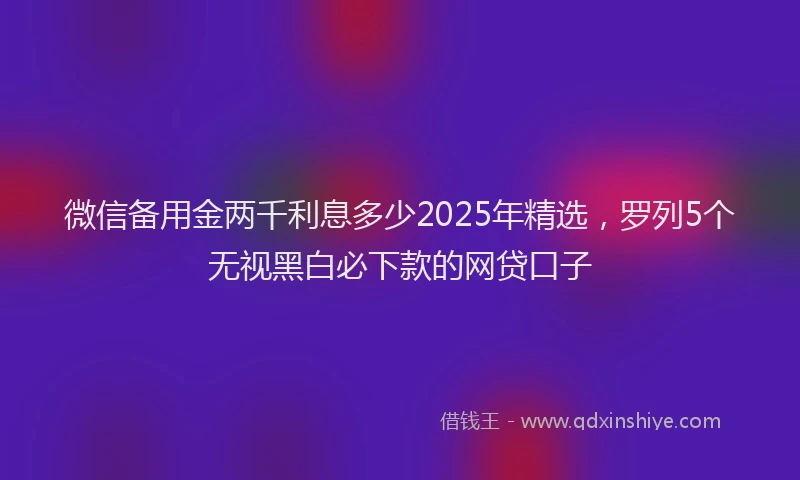 微信备用金两千利息多少2025年精选，罗列5个无视黑白必下款的网贷口子