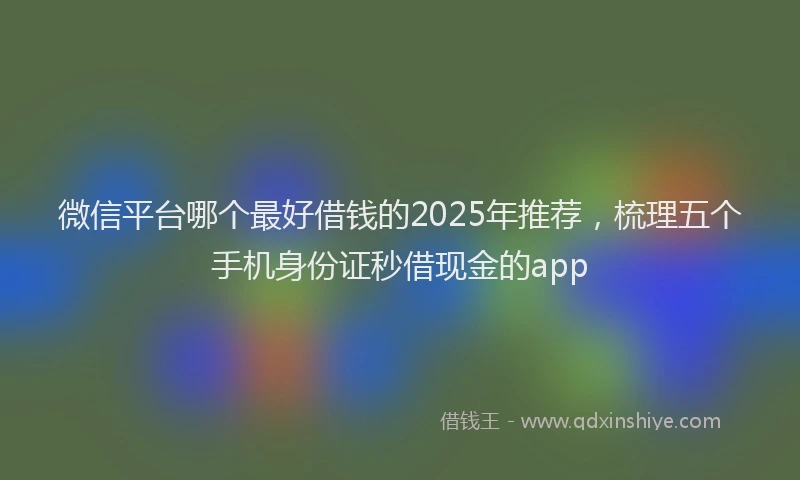 微信平台哪个最好借钱的2025年推荐，梳理五个手机身份证秒借现金的app