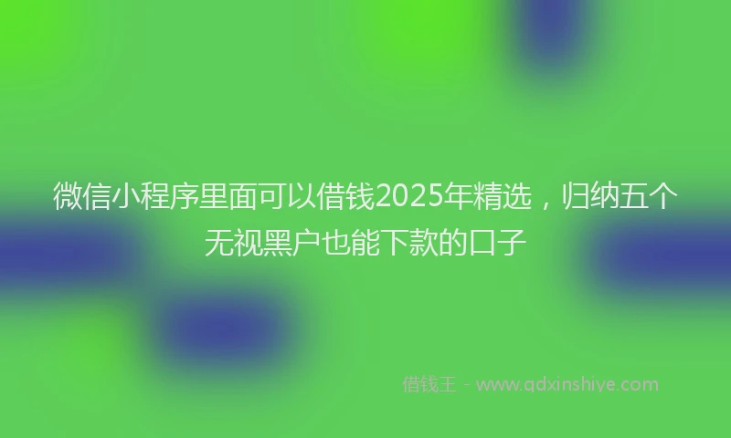 微信小程序里面可以借钱2025年精选，归纳五个无视黑户也能下款的口子