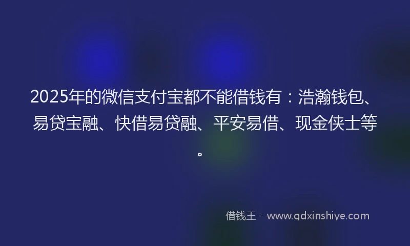 2025年的微信支付宝都不能借钱有：浩瀚钱包、易贷宝融、快借易贷融、平安易借、现金侠士等。