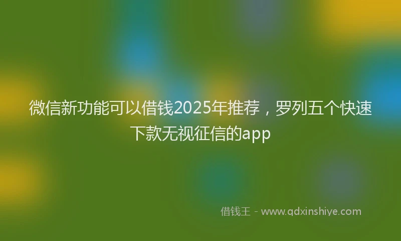 微信新功能可以借钱2025年推荐，罗列五个快速下款无视征信的app