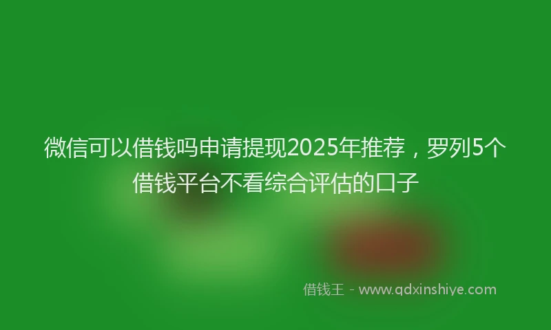 微信可以借钱吗申请提现2025年推荐，罗列5个借钱平台不看综合评估的口子