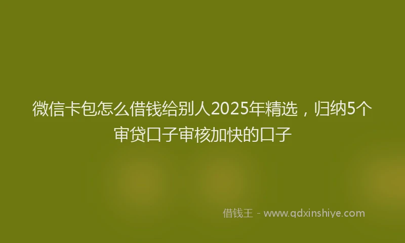 微信卡包怎么借钱给别人2025年精选，归纳5个审贷口子审核加快的口子