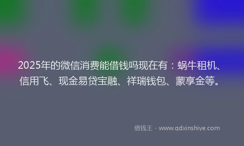 2025年的微信消费能借钱吗现在有：蜗牛租机、信用飞、现金易贷宝融、祥瑞钱包、蒙享金等。