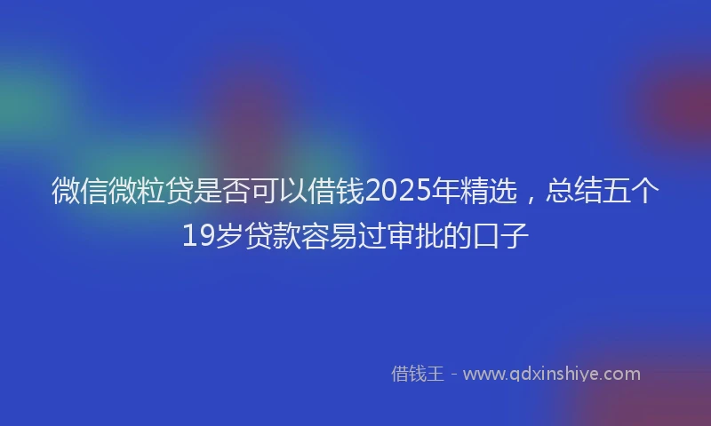 微信微粒贷是否可以借钱2025年精选，总结五个19岁贷款容易过审批的口子