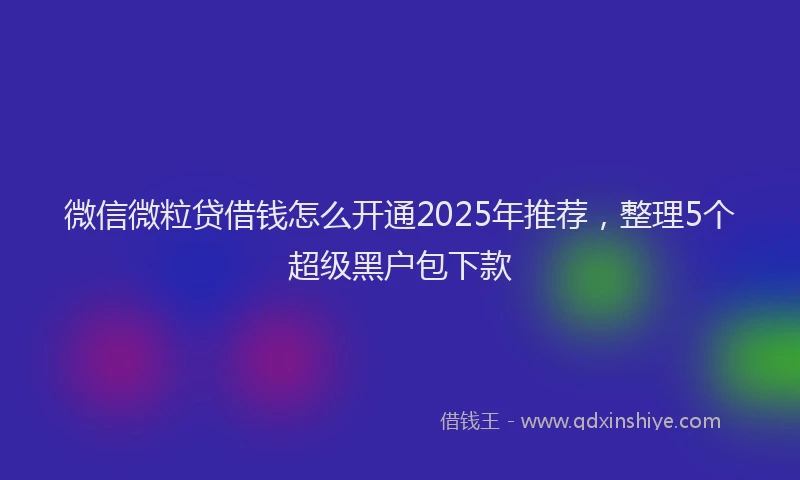 微信微粒贷借钱怎么开通2025年推荐，整理5个超级黑户包下款