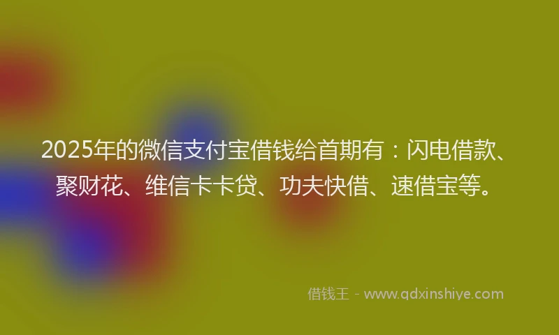 2025年的微信支付宝借钱给首期有：闪电借款、聚财花、维信卡卡贷、功夫快借、速借宝等。