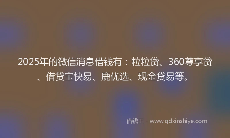 2025年的微信消息借钱有：粒粒贷、360尊享贷、借贷宝快易、鹿优选、现金贷易等。