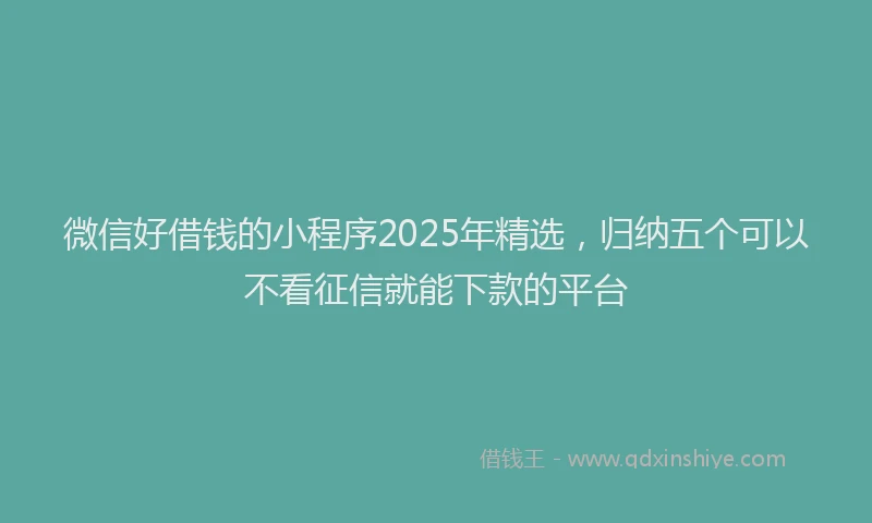 微信好借钱的小程序2025年精选，归纳五个可以不看征信就能下款的平台