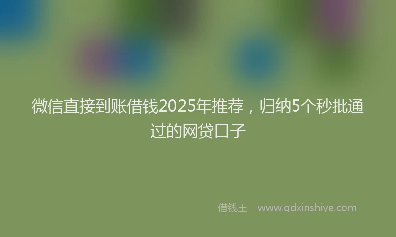 微信直接到账借钱2025年推荐，归纳5个秒批通过的网贷口子