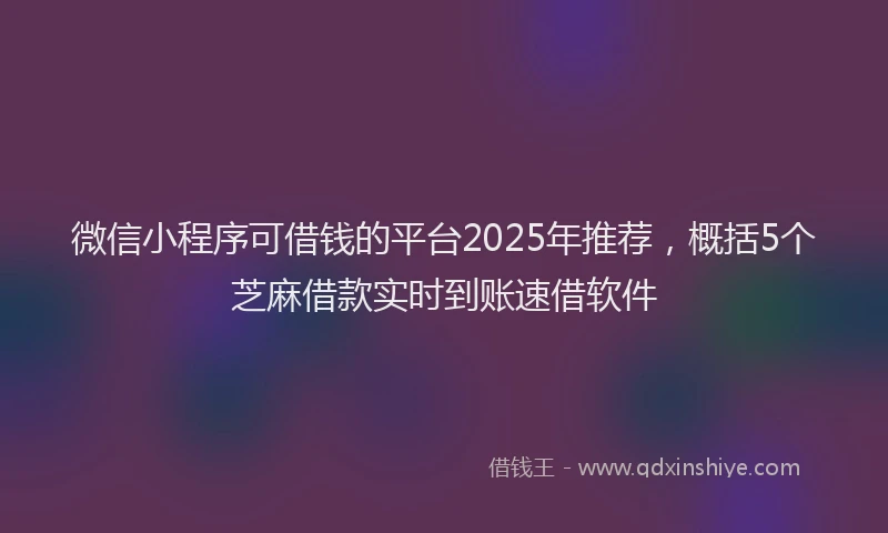 微信小程序可借钱的平台2025年推荐，概括5个芝麻借款实时到账速借软件