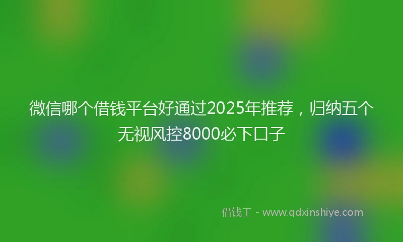微信哪个借钱平台好通过2025年推荐，归纳五个无视风控8000必下口子