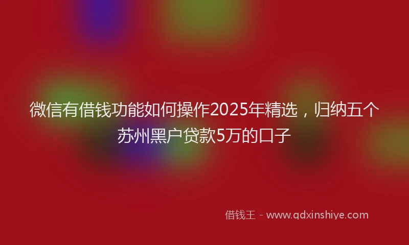 微信有借钱功能如何操作2025年精选，归纳五个苏州黑户贷款5万的口子