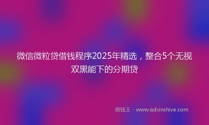 微信微粒贷借钱程序2025年精选，整合5个无视双黑能下的分期贷