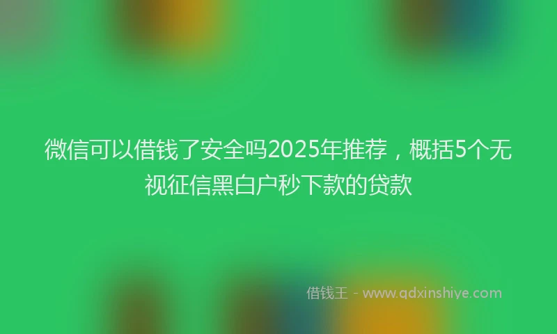 微信可以借钱了安全吗2025年推荐，概括5个无视征信黑白户秒下款的贷款