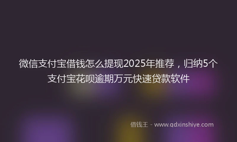 微信支付宝借钱怎么提现2025年推荐，归纳5个支付宝花呗逾期万元快速贷款软件