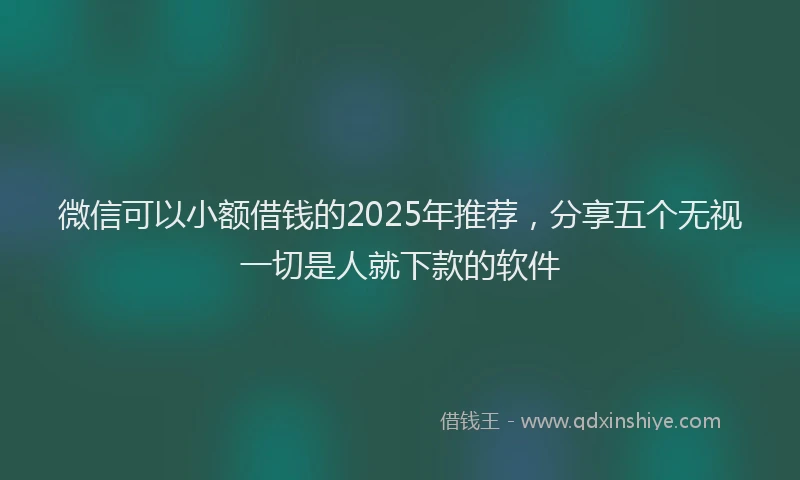 微信可以小额借钱的2025年推荐，分享五个无视一切是人就下款的软件