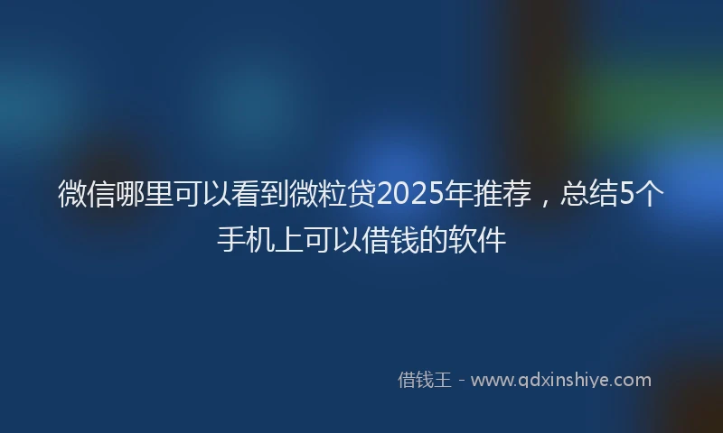 微信哪里可以看到微粒贷2025年推荐，总结5个手机上可以借钱的软件