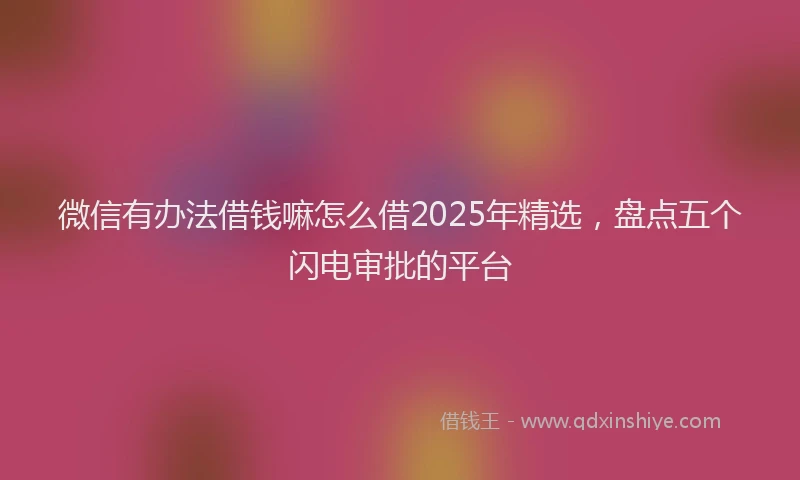 微信有办法借钱嘛怎么借2025年精选，盘点五个闪电审批的平台