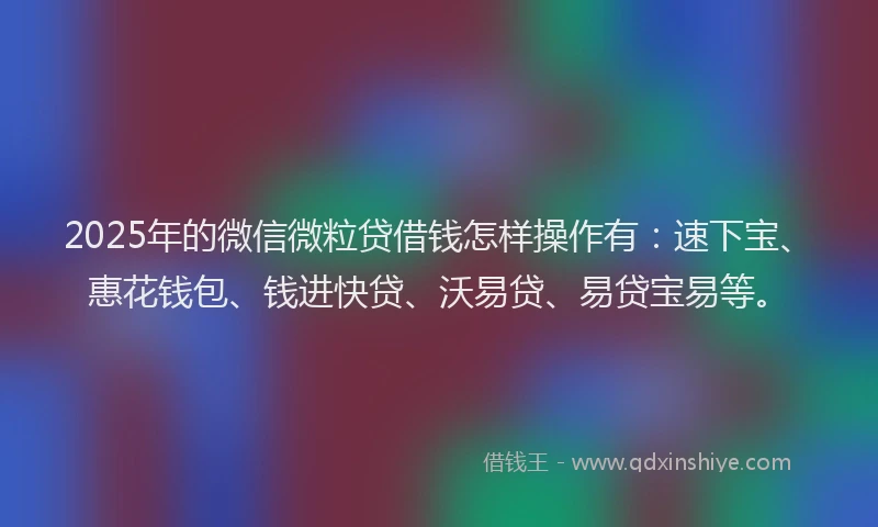 2025年的微信微粒贷借钱怎样操作有：速下宝、惠花钱包、钱进快贷、沃易贷、易贷宝易等。