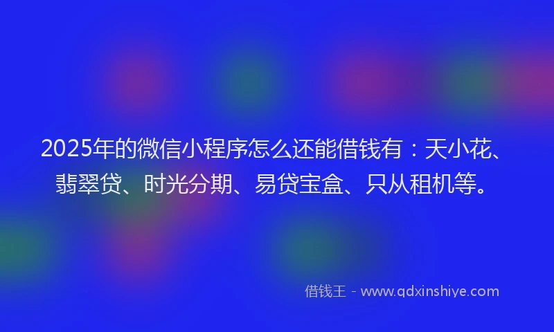 2025年的微信小程序怎么还能借钱有：天小花、翡翠贷、时光分期、易贷宝盒、只从租机等。