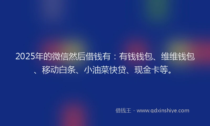 2025年的微信然后借钱有：有钱钱包、维维钱包、移动白条、小油菜快贷、现金卡等。