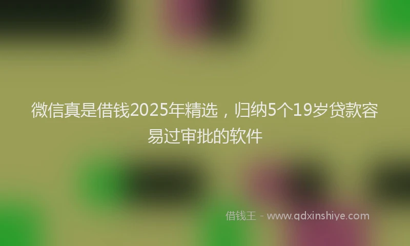 微信真是借钱2025年精选，归纳5个19岁贷款容易过审批的软件