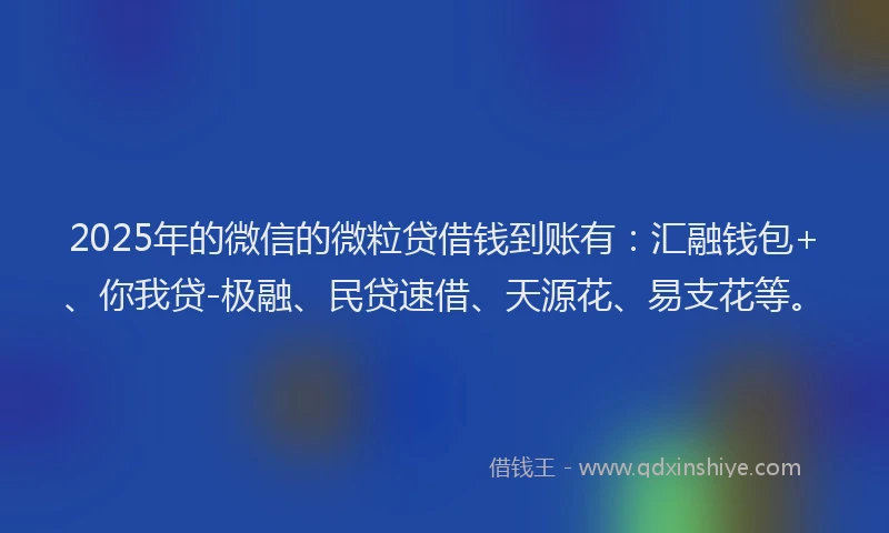 2025年的微信的微粒贷借钱到账有：汇融钱包+、你我贷-极融、民贷速借、天源花、易支花等。